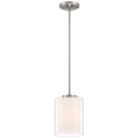 Seville, Pendant, Brushed Steel Finish, Clear Opal Glass